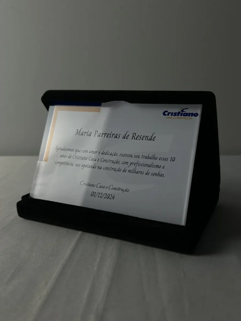 Placa de Homenagem em Acrílico