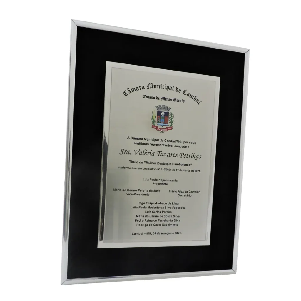 Placa de Inauguração em Eucatex