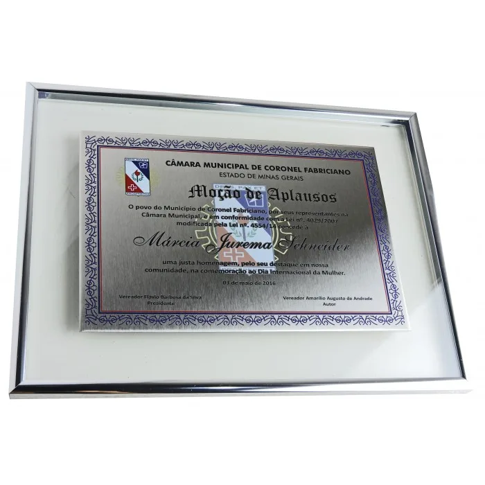 Placa de Inauguração com Moldura
